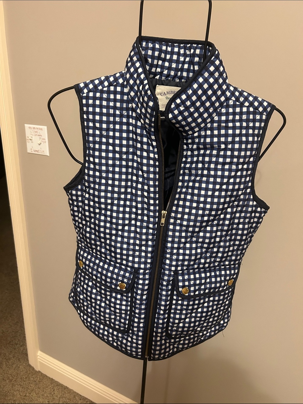 Cambridge Dry Goods Navy and White Check Quilted Vest